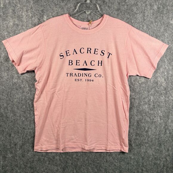 NWT US Vintage T-Shirt Crew Neck Mens Pink Sz Med 100% Cotton Seacrest Beach - Picture 1 of 13